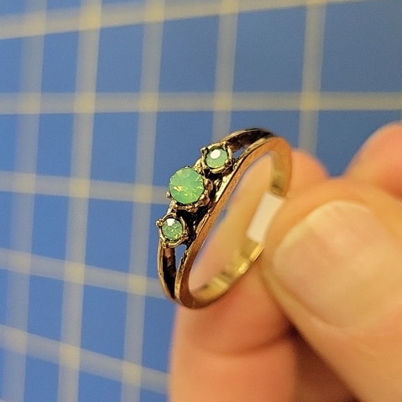 Turquoise Stone Antique Silver Tone Ring Size 8 - Picture 1 of 4